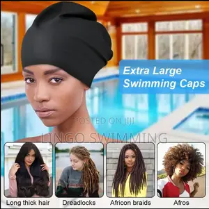Swimming Cap Extra Large (Xl Black Pink) 100% Waterproof