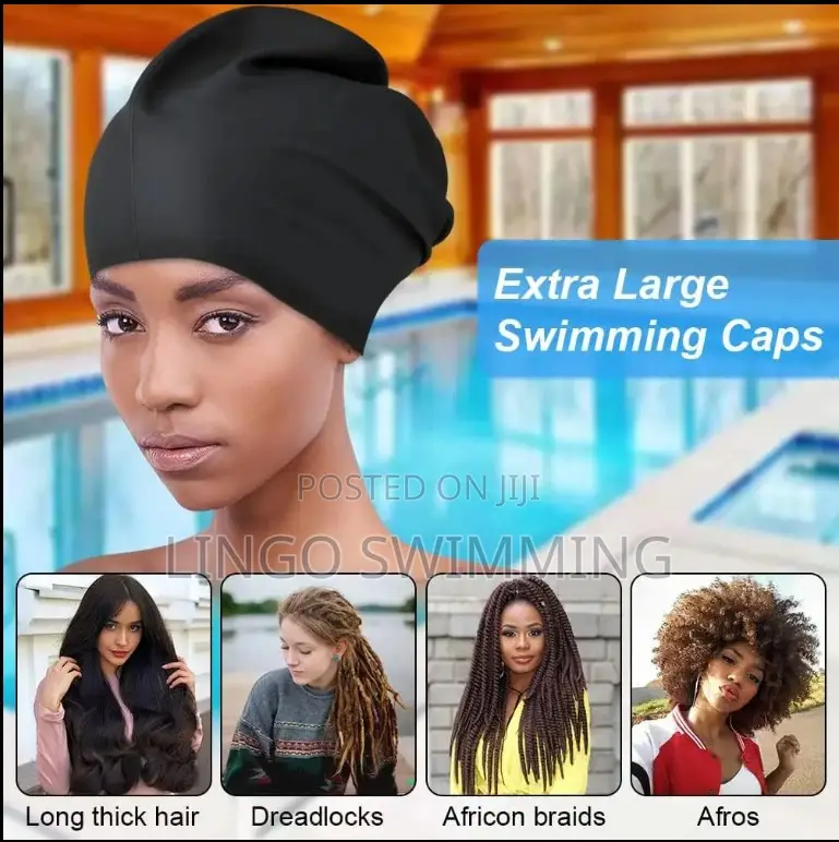 Swimming Cap Extra Large (Xl Black Pink) 100% Waterproof