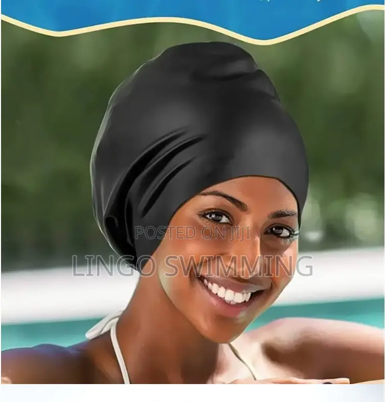 Swimming Cap Extra Large (Xl Black Pink) 100% Waterproof