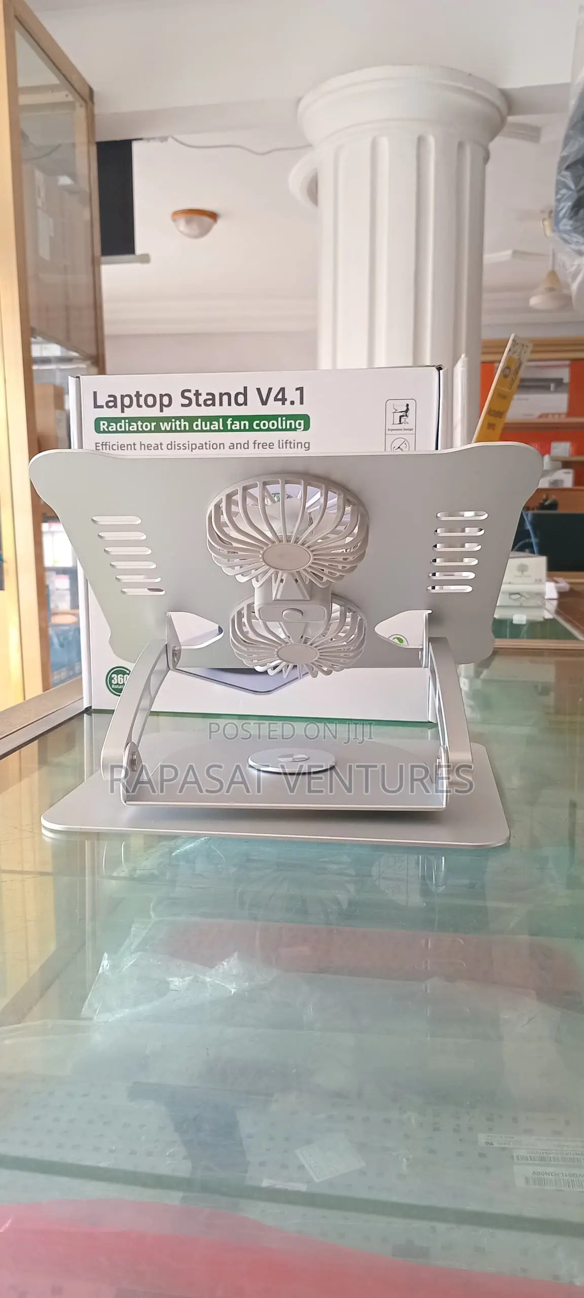 Laptop Rotating Stand With Dual Fan Cooling