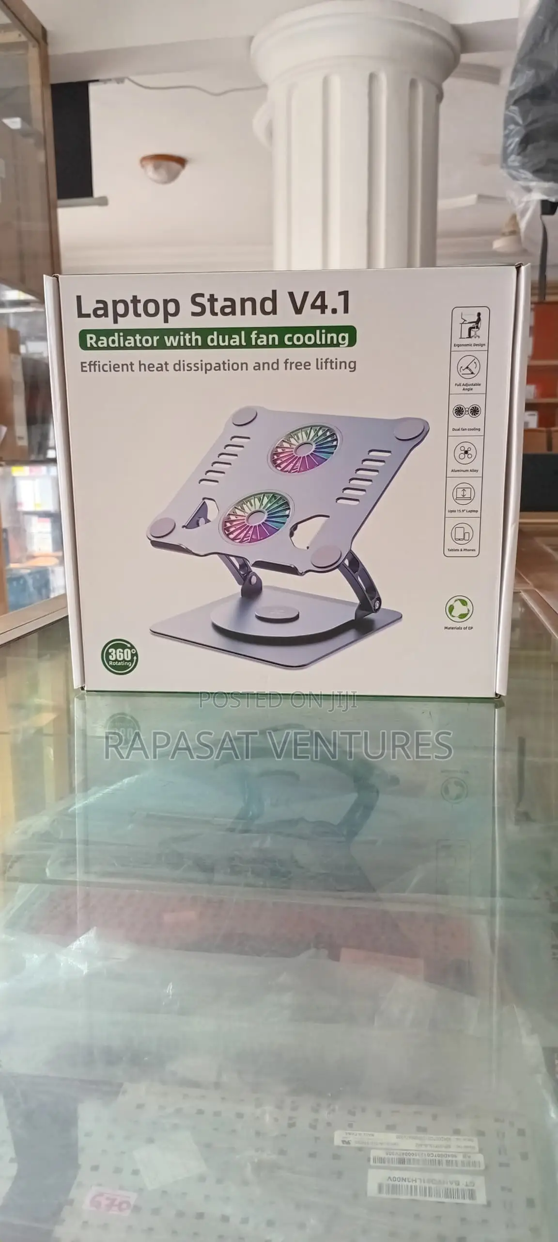 Laptop Rotating Stand With Dual Fan Cooling
