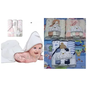 3 Pieces Hooded Baby Towel With 3 Pieces Wash Cloth