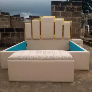 Turkish King Size Bed Frame With Side Drawers and Couch