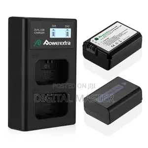 Powerextra Np-Fw50 Battery Smart LCD Display Dual Charger