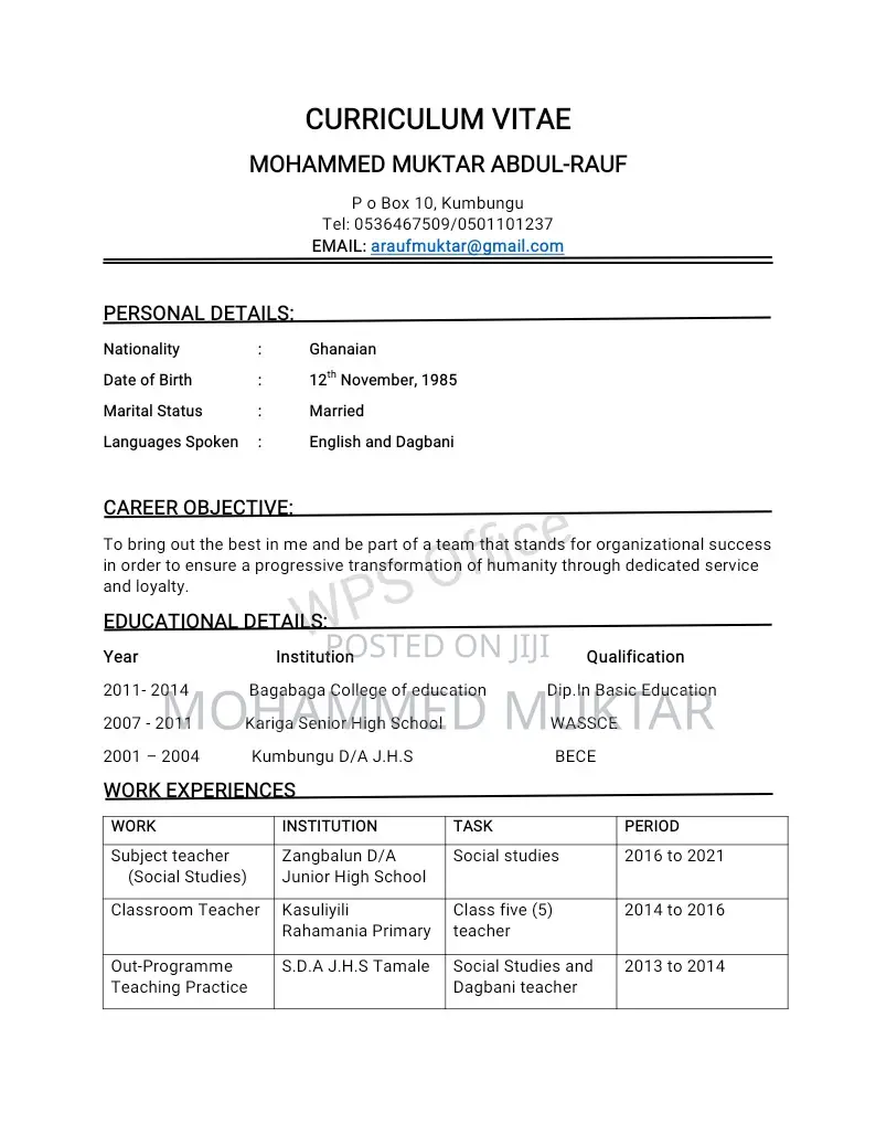 Clerical Administrative CV