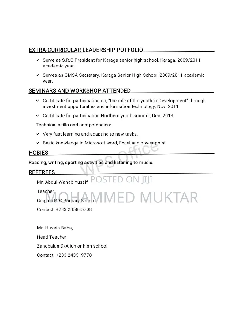 Clerical Administrative CV