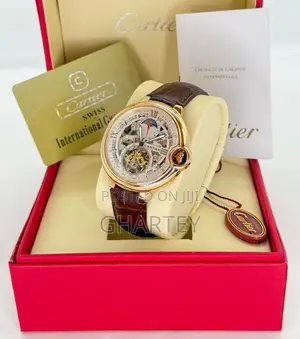 Mechanical Round Case Quality Leather Chain Cartier Watch