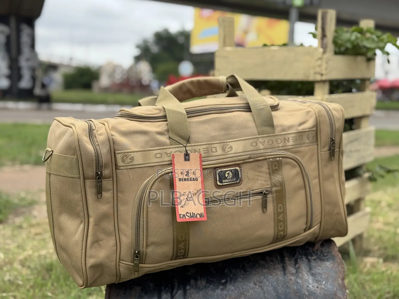 Brown Khaki Traveling Duffel Bag