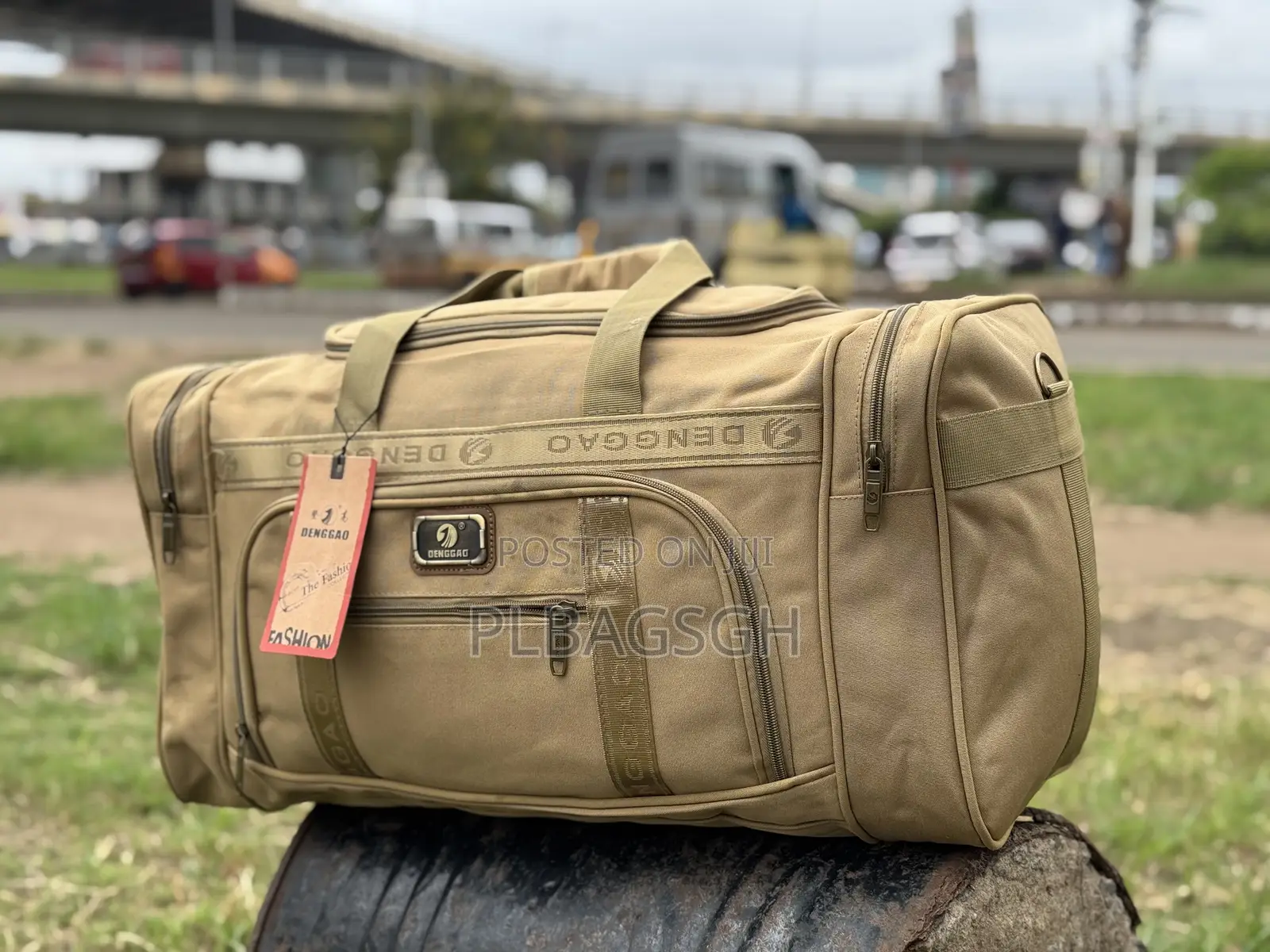 Brown Khaki Traveling Duffel Bag