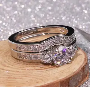 Two Set Silver Ring for Engagement and Wedding
