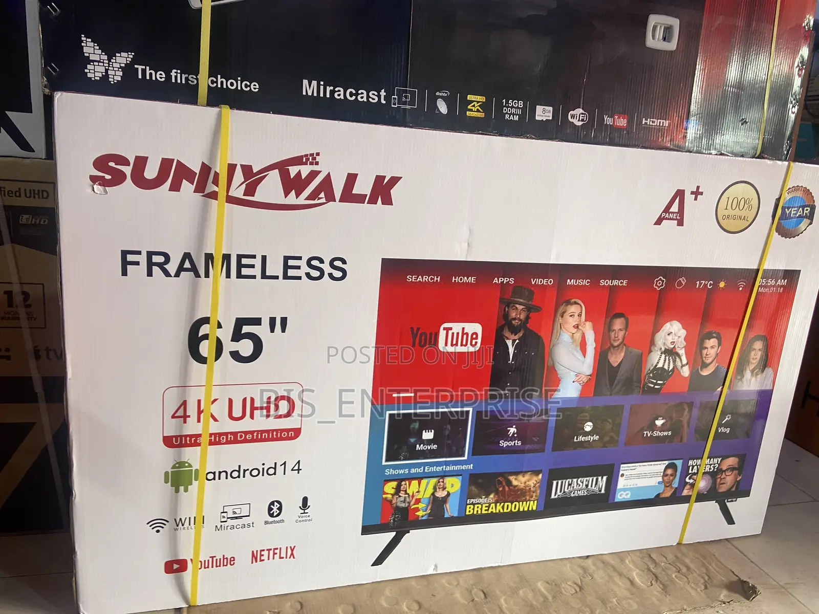 Sunny Walk Frameless 65” Smart Android Uhd