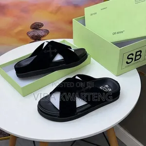 Quality Off White Cross Suede Slippers