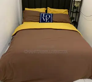 7 In 1 Brown And Yellow King Size Removable Duvet Set