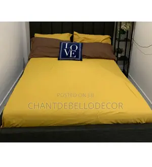 7 In 1 Brown And Yellow King Size Removable Duvet Set