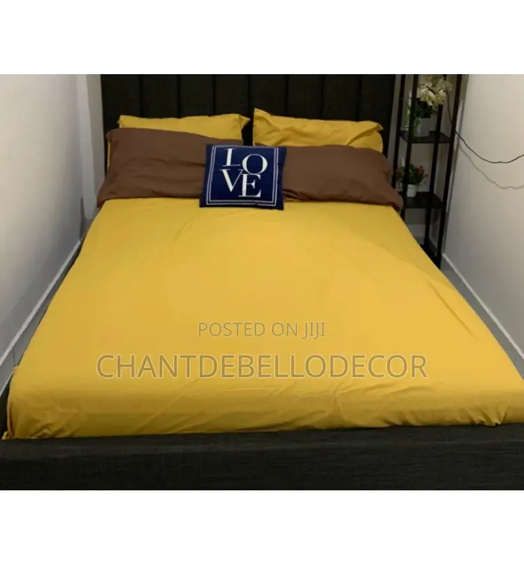 7 In 1 Brown And Yellow King Size Removable Duvet Set