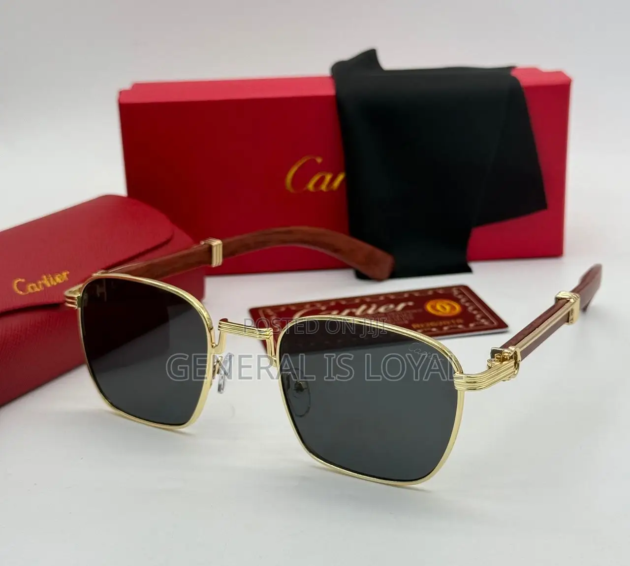 Cartier Rectangle Woody Handle Glasses