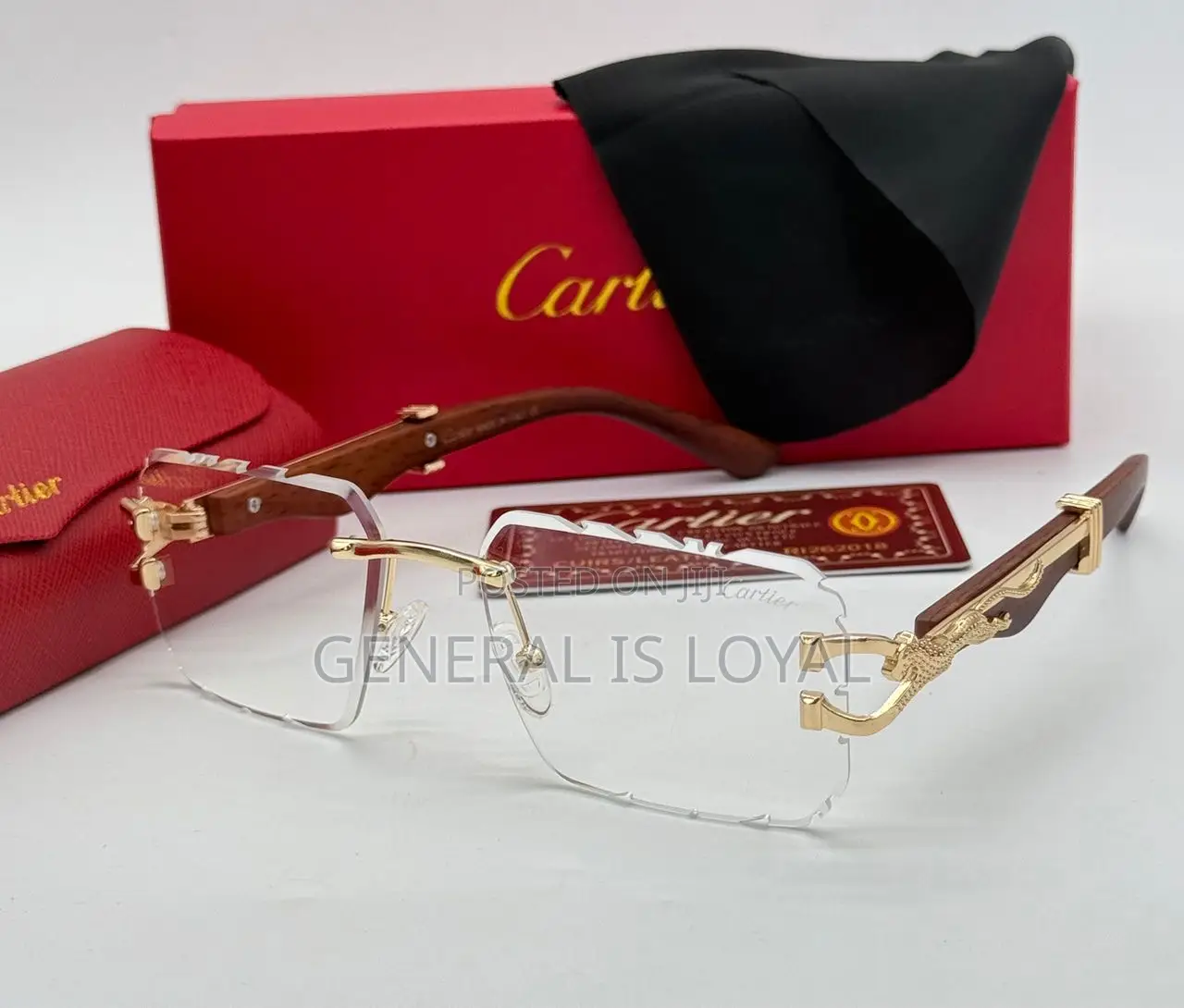 Cartier Rectangle Woody Handle Glasses