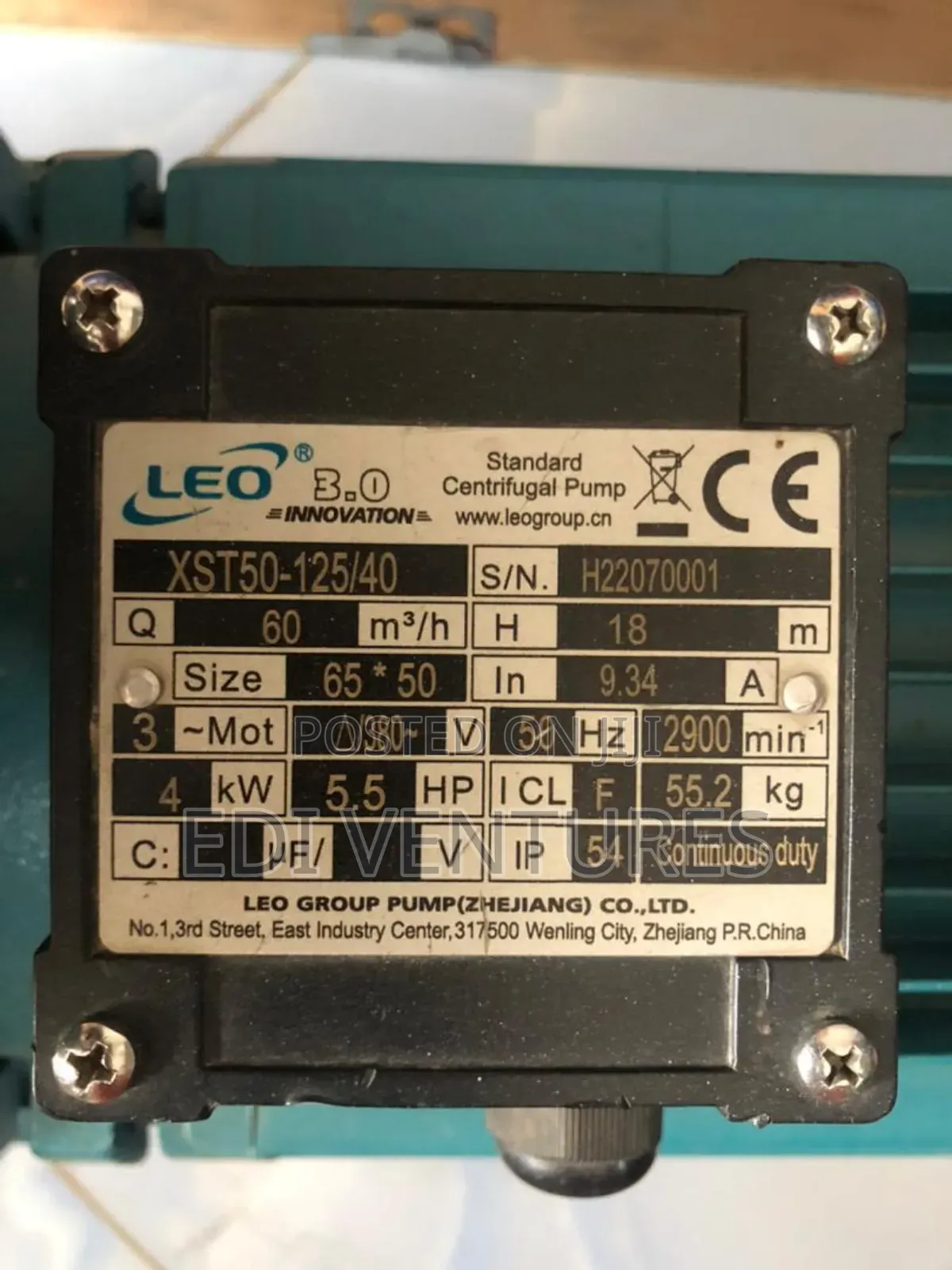 Leo 5.5hp 4kw Centrifugal Water Pump