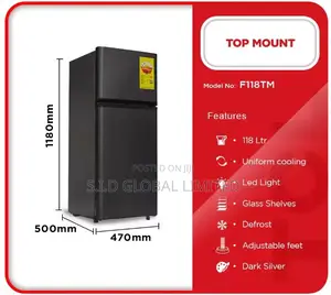 Adjustable TCL 118l Top Freezer Dark Silver Fridge