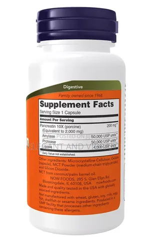 Now Foods Pancreatin 2000 100 Capsules
