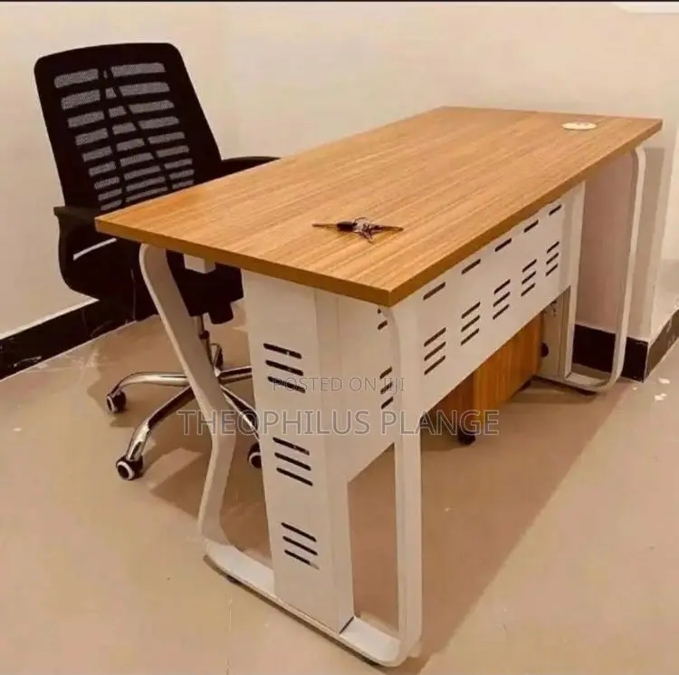 Modern Office Desk , White Brown Study Table