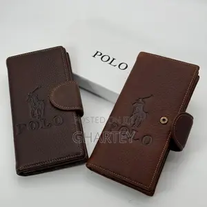 Genuine Leather Long Wallet Black Brown