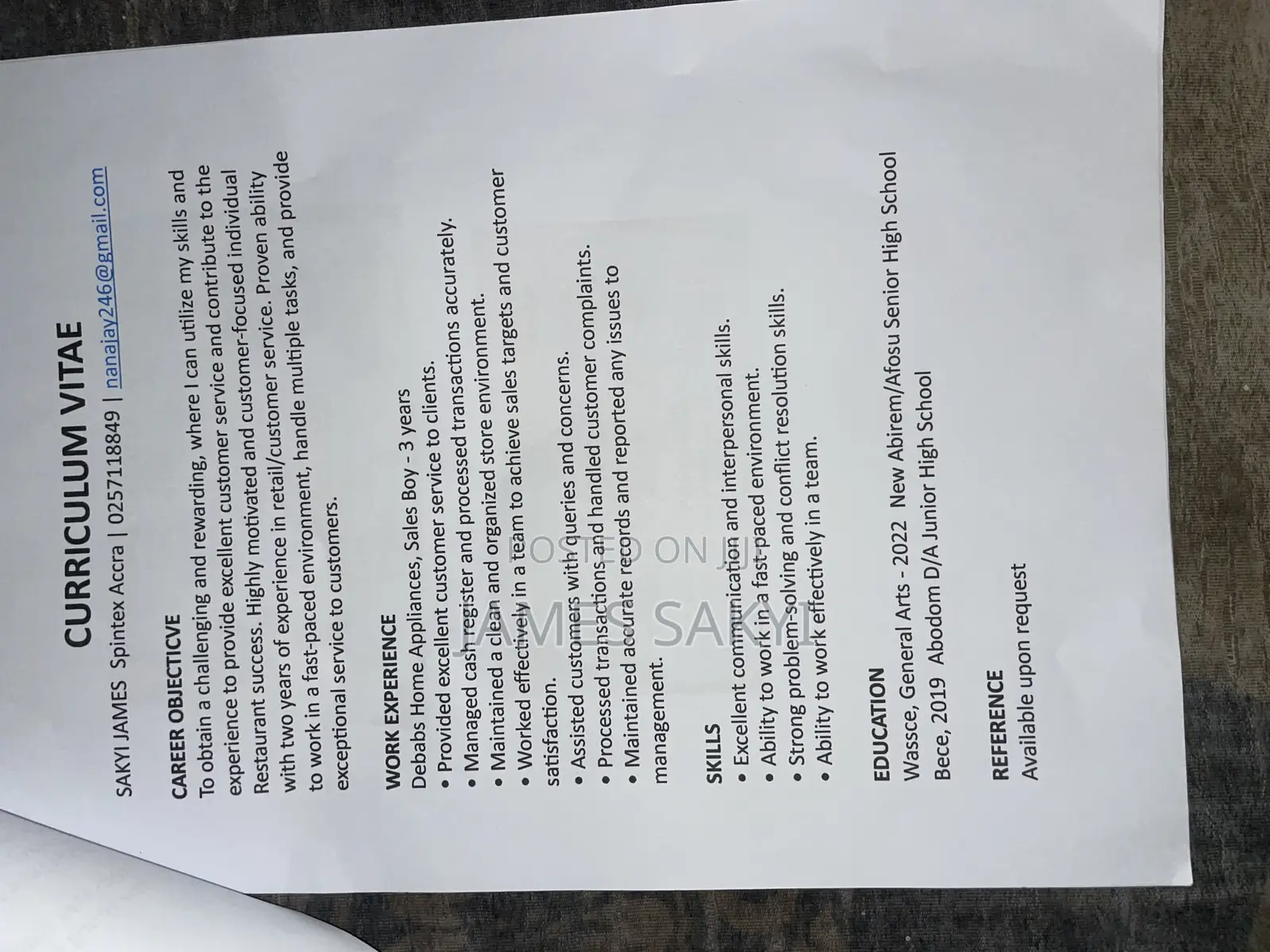 Sales Telemarketing CV