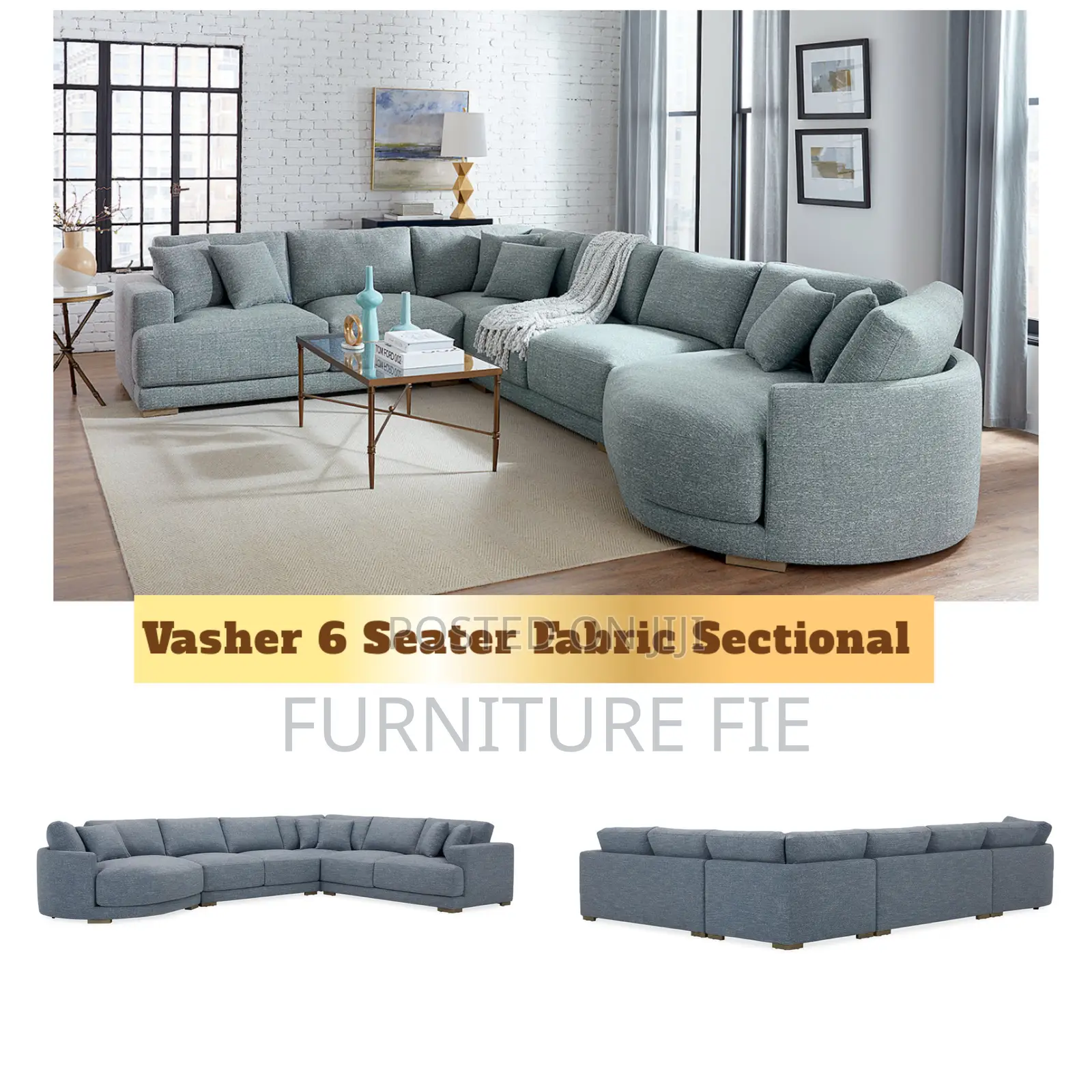 Vasher 166” 6 Seater Fabric Sectional Sofa With Cuddler.Usa.