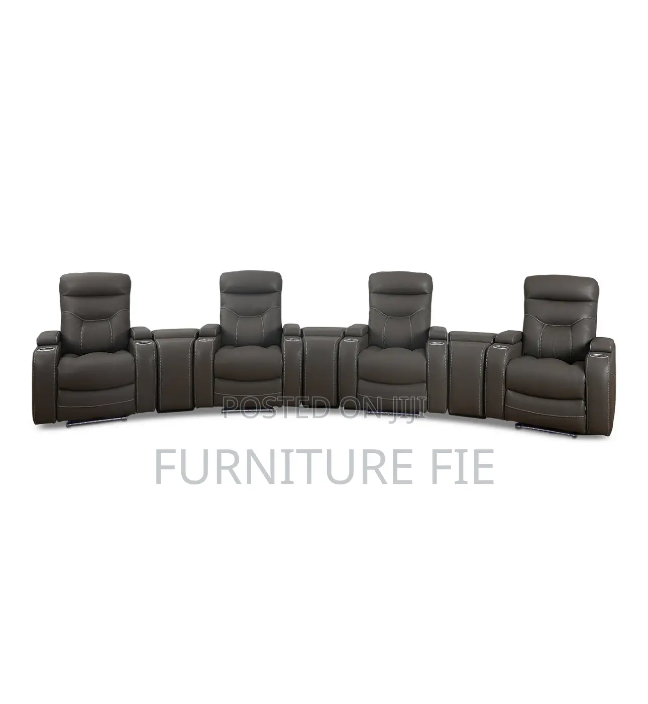 Jabarr 7-Pc. Beyond Leather Theater Seating With 3 Consoles