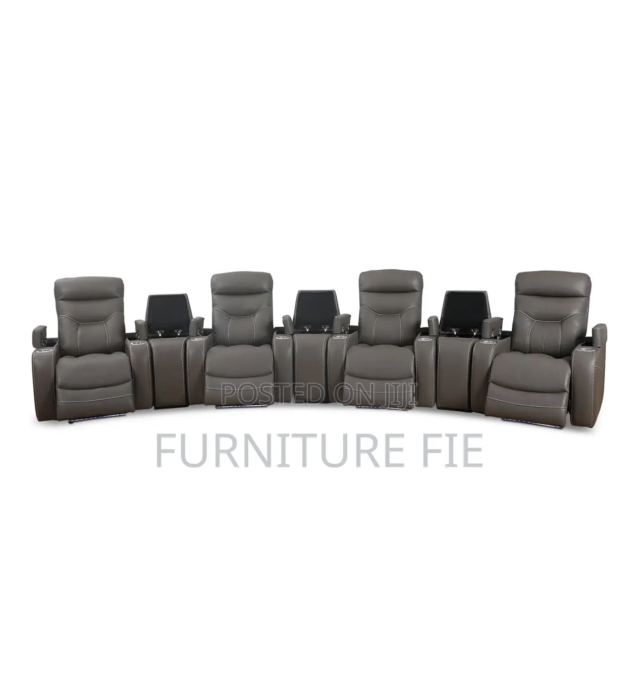 Jabarr 7-Pc. Beyond Leather Theater Seating With 3 Consoles