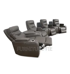 Jabarr 7-Pc. Beyond Leather Theater Seating With 3 Consoles