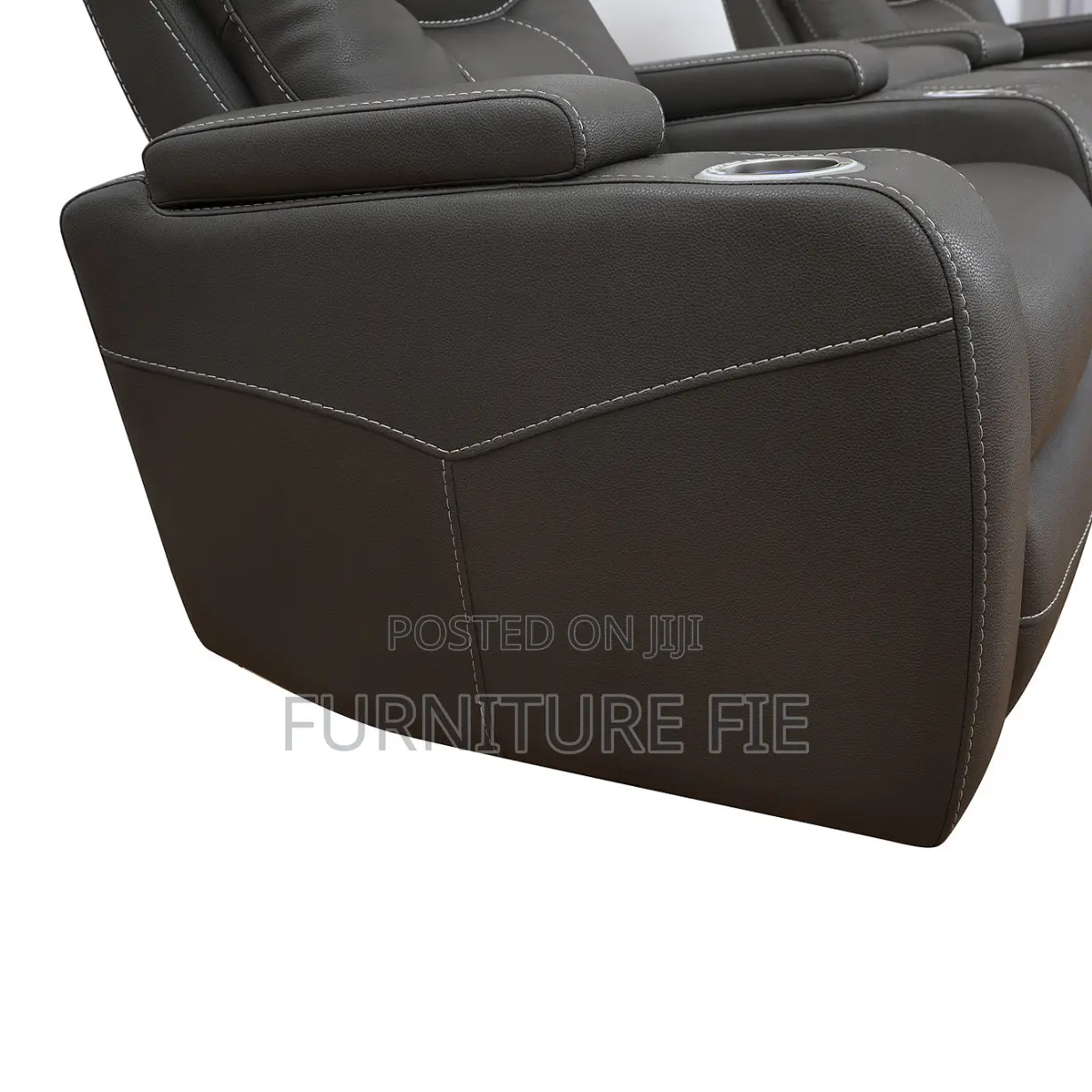 Jabarr 7-Pc. Beyond Leather Theater Seating With 3 Consoles