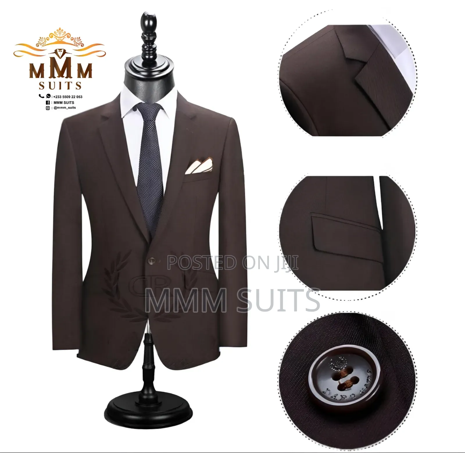 Official 2-Piece Quality Men Suit in Coffee Brown