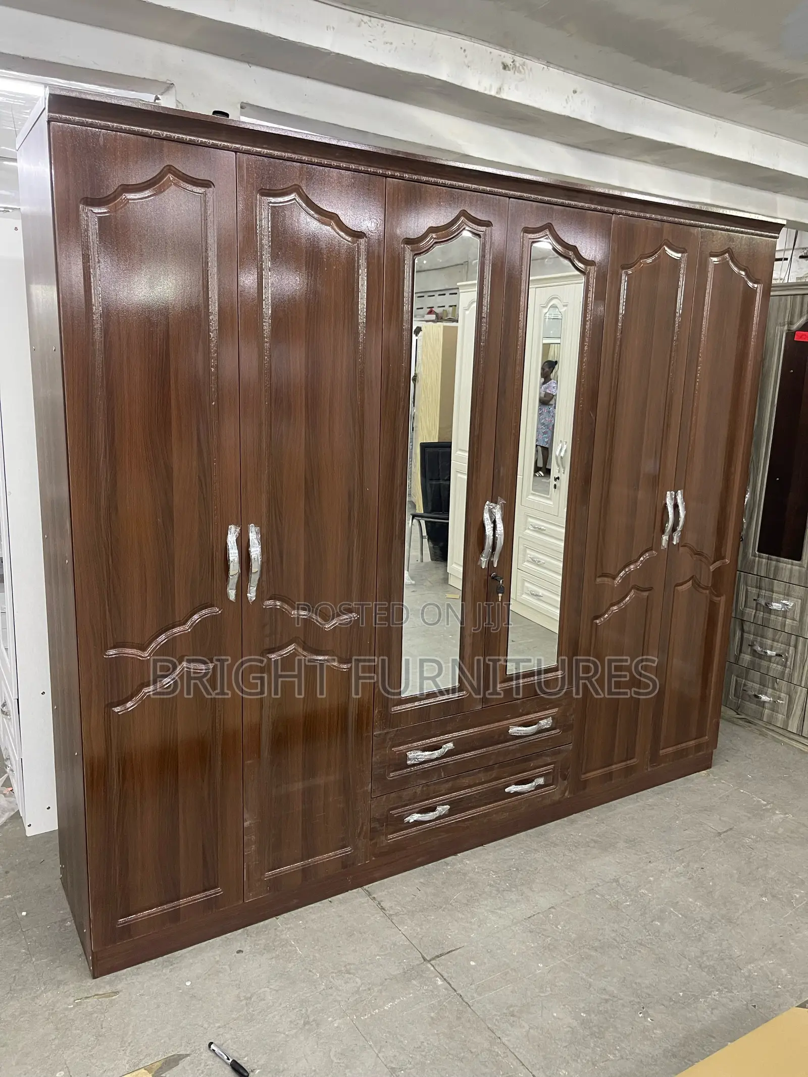 Foreign 6 Doors Wardrobe With Mirror and Drawers