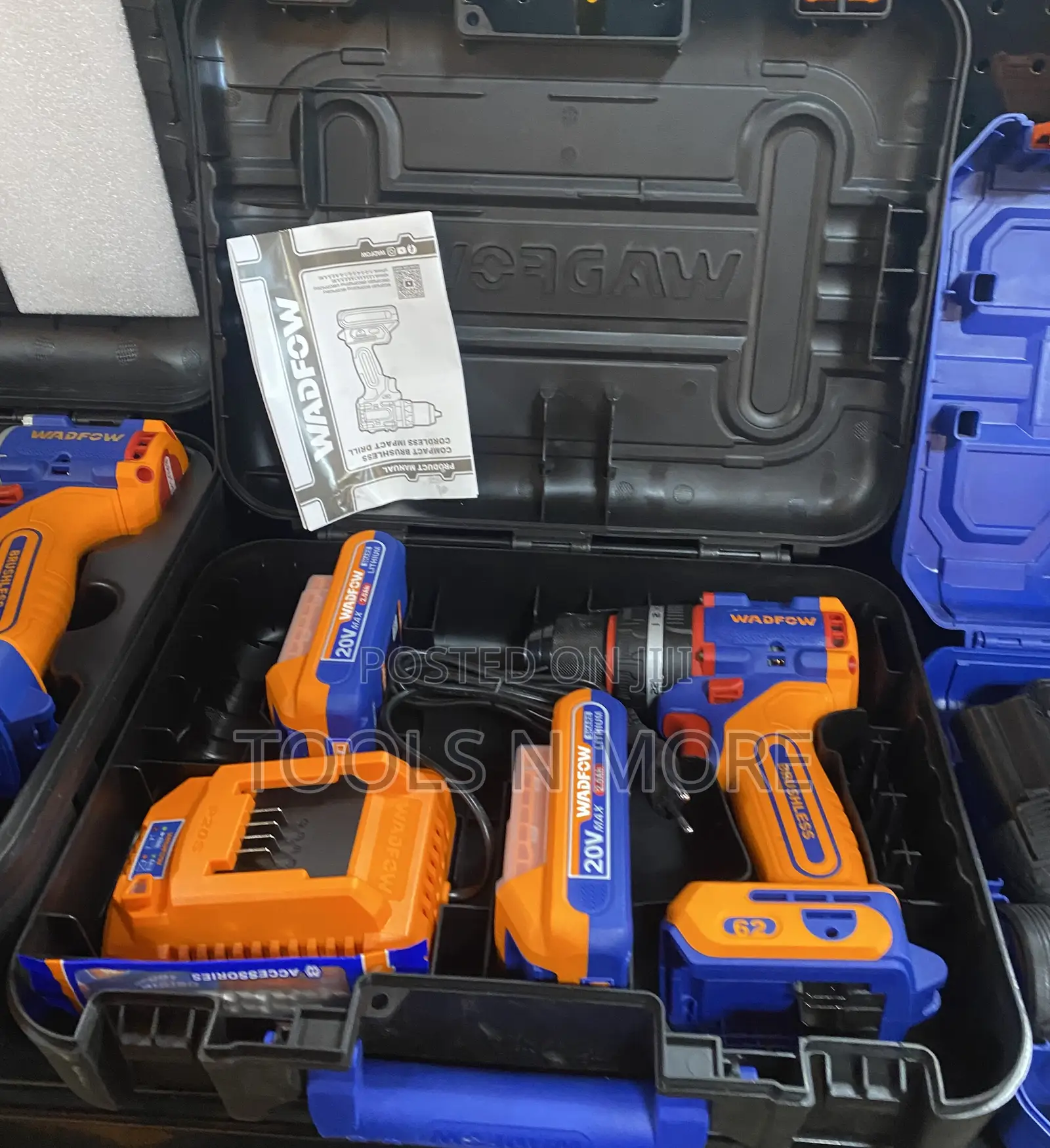 Wadfow 62nm Compact Brushless Cordless Impact Drill 20v