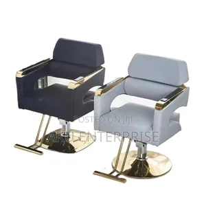 Leather Saloon Chair Gold Legs Adjustable