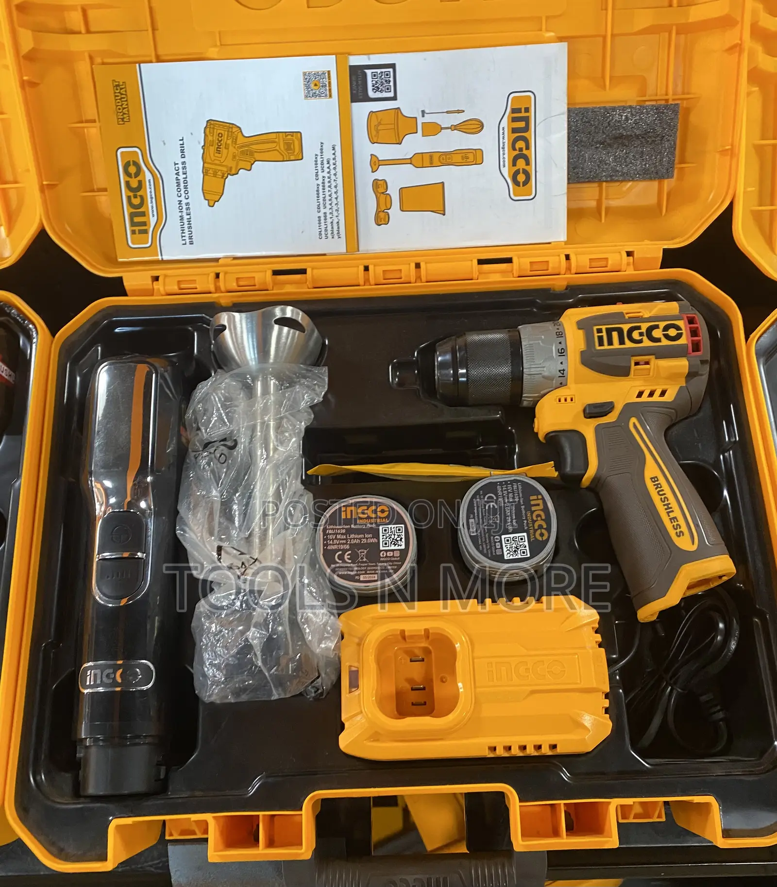 Ingco 16v Compact Cordless Drill and Hand Blender Combo