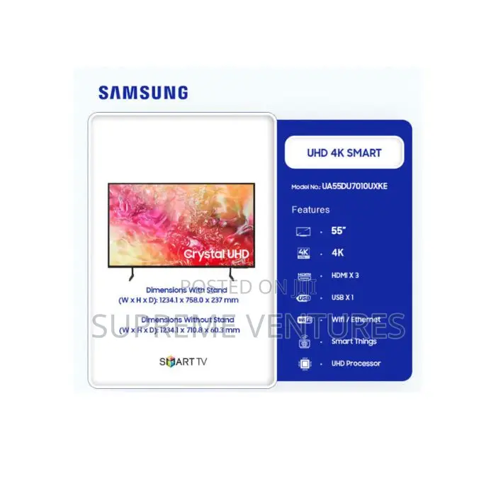 Samsung 55′′ Crystal Uhd Smart Television Ua55du7010uxke