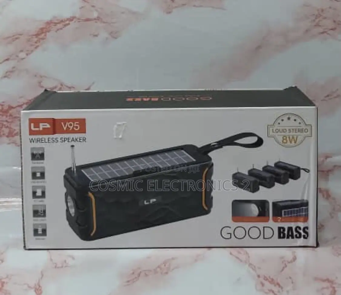 Lp V95 Wireless Speaker – Portable With Solar Panels