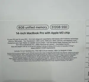 New Laptop Apple MacBook Pro 2023 M3 14-Inch 8GB Apple M3 SSD 512GB