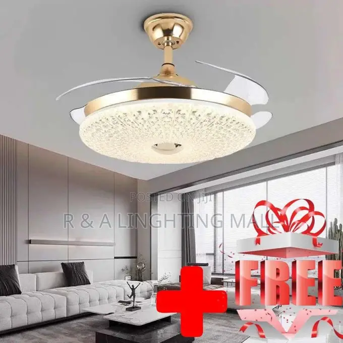 Retractable Ceiling Fan With Led Light and Remote