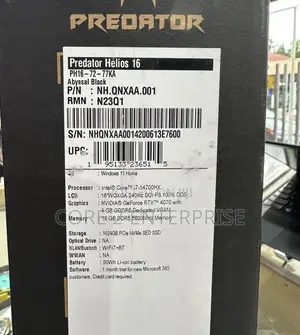 New Laptop Acer Predator Helios 16 16GB Intel Core I7 SSD 1T