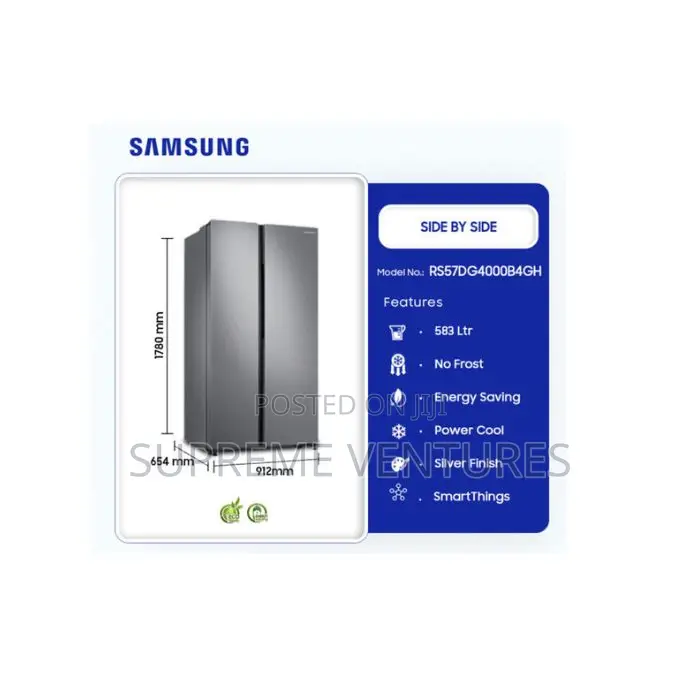 Samsung 583ltrs Side by Side Refrigerator Rs57dg4000b4gh