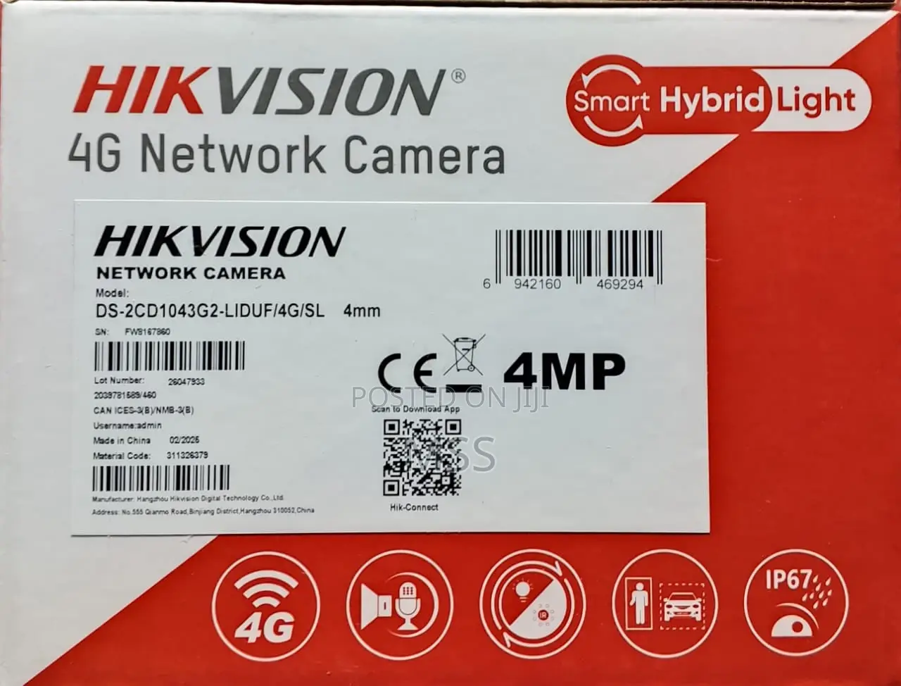 4 Mp Smart Hybrid Light 4g Fixed Bullet Network Camera