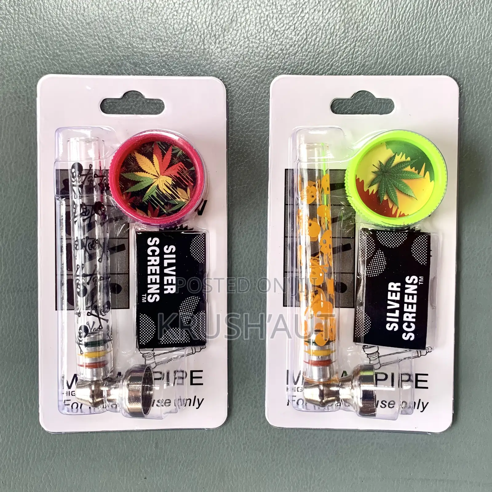 Pocket Glass Pipe With Screens Grinder