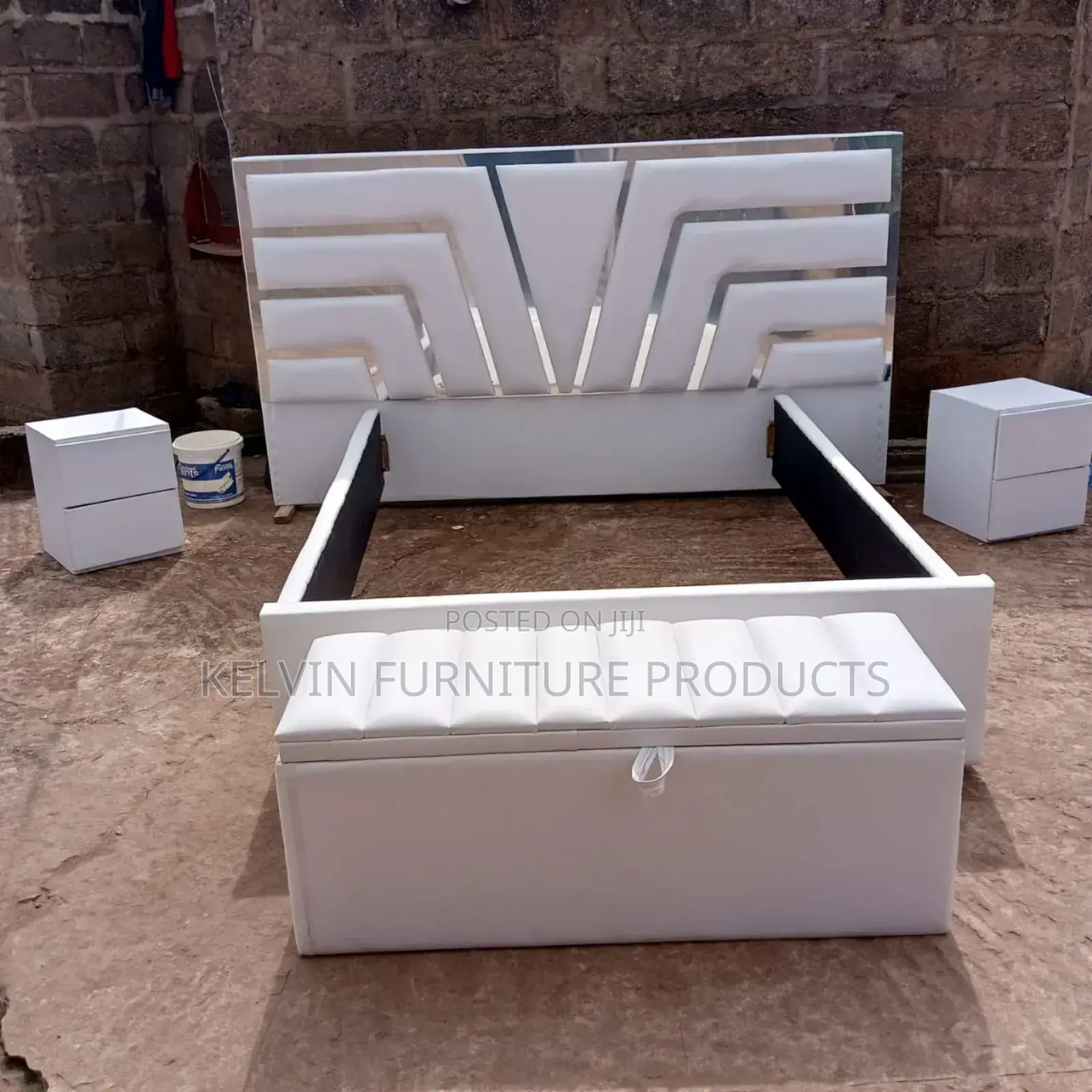 Royal Double Bed Frame With Side Drawers and Couch