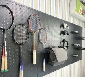 Black Metallic Pegboard With Hooks Perforated Board