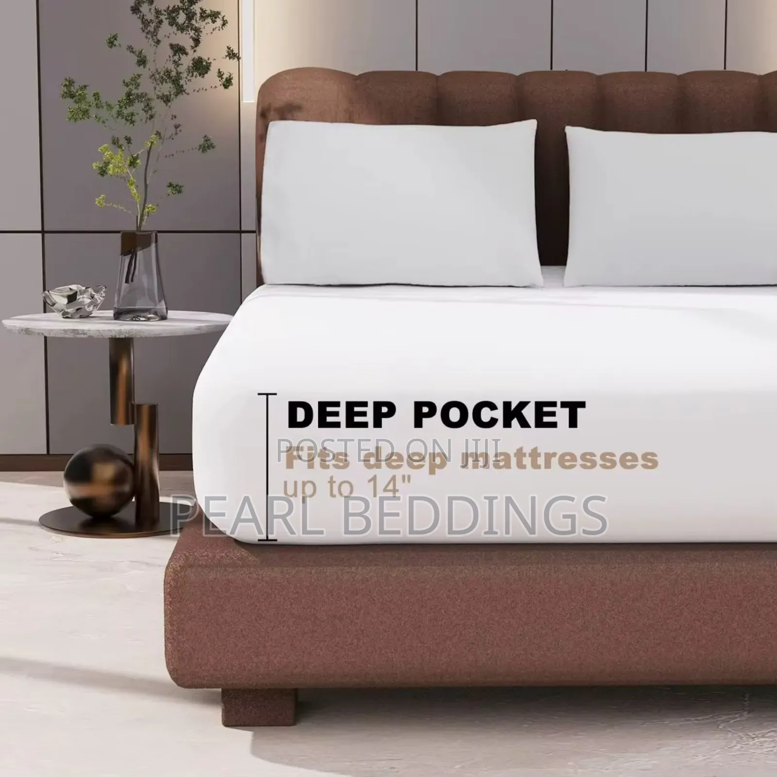Premium Quality Cotton Fitted White Bedsheet Set Available