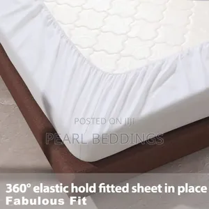 Premium Quality Cotton Fitted White Bedsheet Set Available