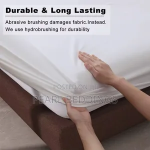 Premium Quality Cotton Fitted White Bedsheet Set Available